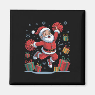 Imã Funny Santa Cheering Cheerleading Christmas Xmas P