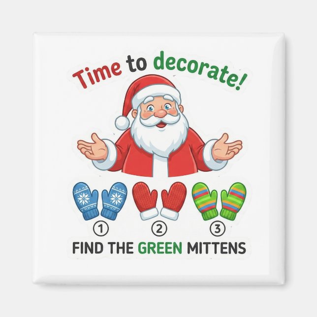 Imã Funny Santa Claus Lost Hat Matching Game Magnet (Frente)