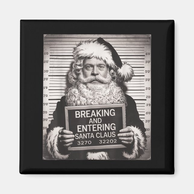 Imã Funny Santa Claus Mugshot Christmas – Santa Xmas  (Frente)