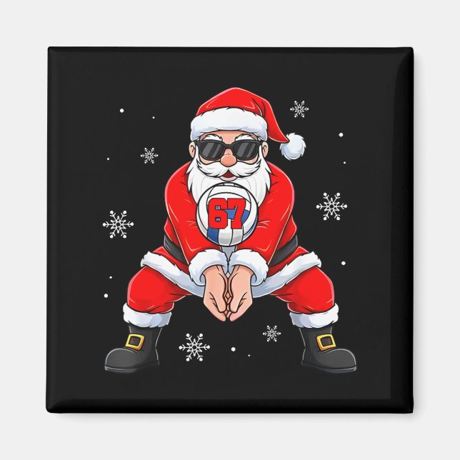 Imã Funny Santa Claus Playing Volleyball Six Seven Chr (Frente)