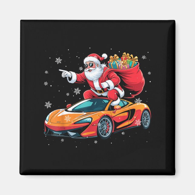 Imã Funny Santa Driving Srt Car Xmas Pajama Christmas  (Frente)