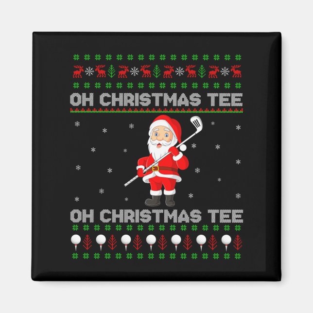 Imã Funny Santa Playing Golf Srts Christmas  (Frente)