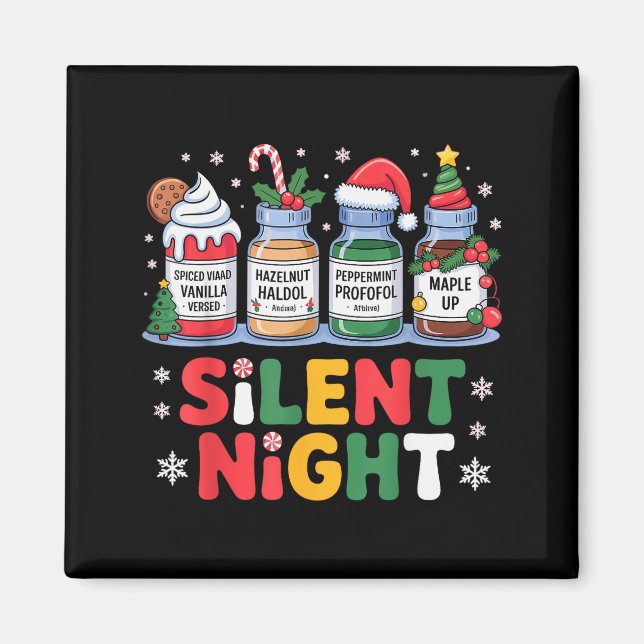 Imã Funny Santa Profol Silent Night Icu Nurses Merry C (Frente)