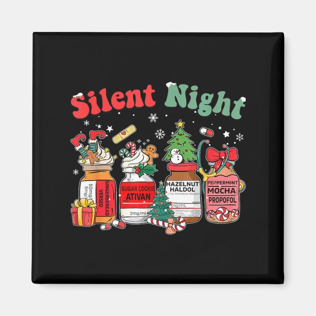 Imã Funny Santa Profol Silent Night Icu Nurses Merry C (Frente)