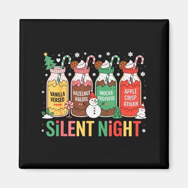 Imã Funny Santa Profol Silent Night Icu Nurses Merry C (Frente)