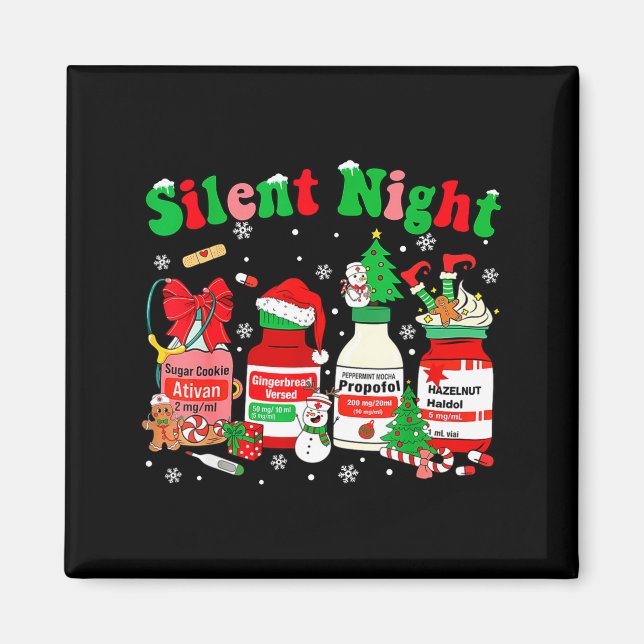 Imã Funny Santa Profol Silent Night Icu Nurses Merry C (Frente)