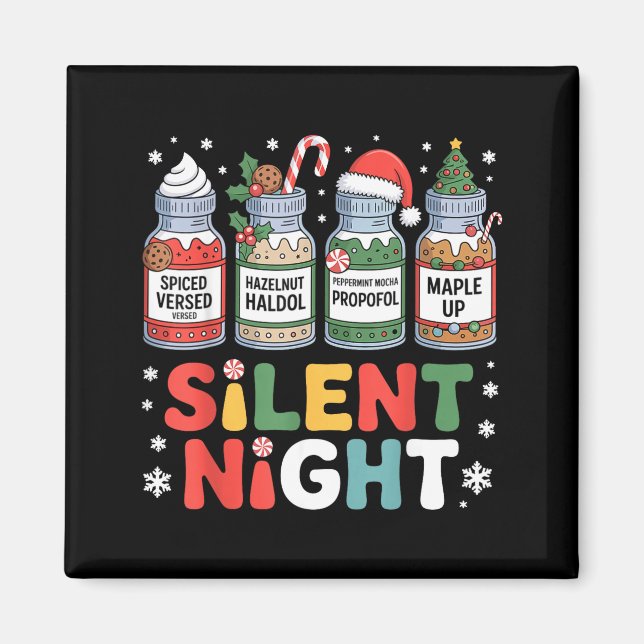 Imã Funny Santa Profol Silent Night Icu Nurses Merry C (Frente)