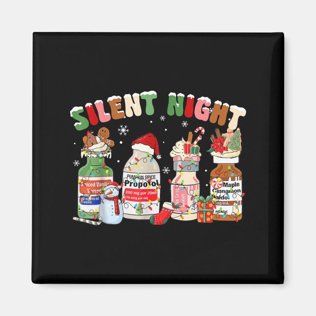 Imã Funny Santa Profol Silent Night Icu Nurses Merry C (Frente)