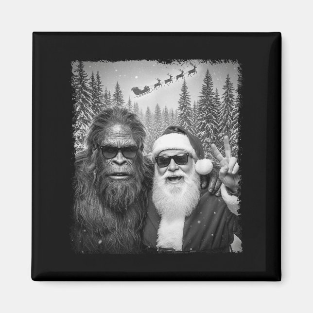 Imã Funny Sasquatch Meme Cool Selfie With Santa Christ (Frente)