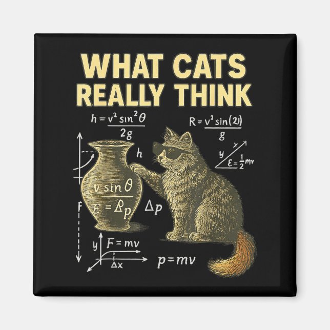 Imã Funny Science Cat Physics What Cats Think Gift Men (Frente)