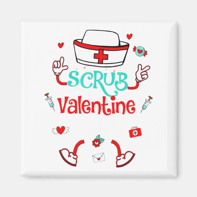 Imã Funny Scrub Valentines Day Nurse Crew Family Group (Frente)