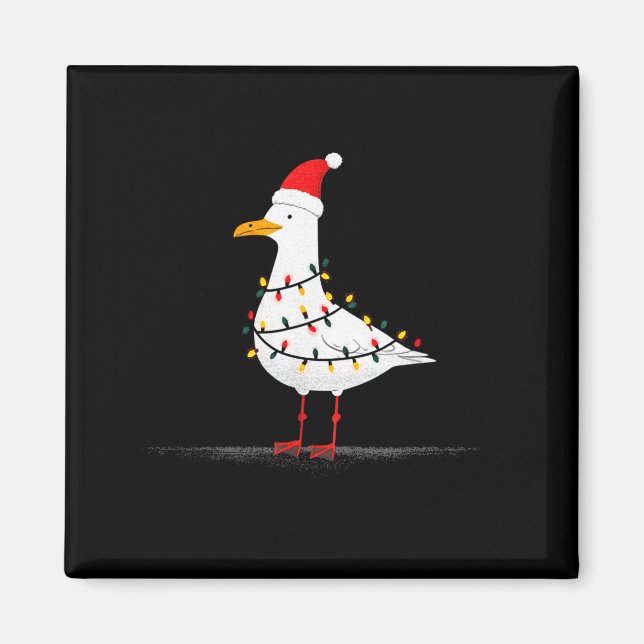 Imã Funny Seagull Christmas Graphics Animal Lights Lov (Frente)