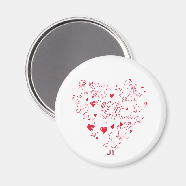 Imã Funny Silly Goose Heart Magnet | Valentine’s Day  (Front/Back)