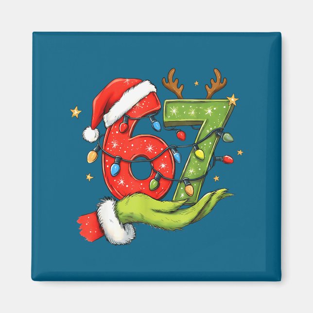 Imã Funny Six Seven 67 Meme Santa Christmas Brainrot P (Frente)