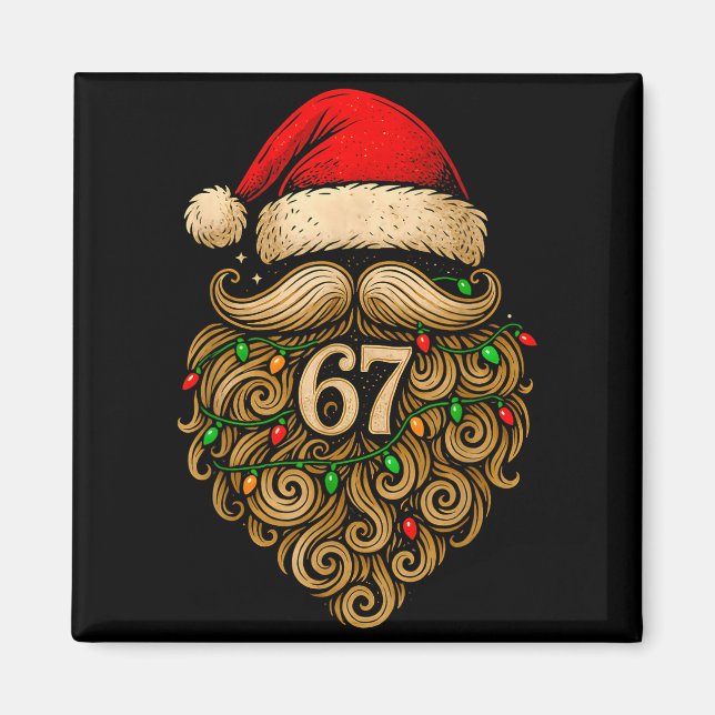 Imã Funny Six Seven 6 7 Meme Santa Beard Christmas Men (Frente)