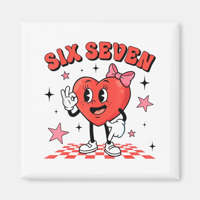 Imã Funny Six Seven Cute Heart 67 Meme Valentine Kids  (Frente)