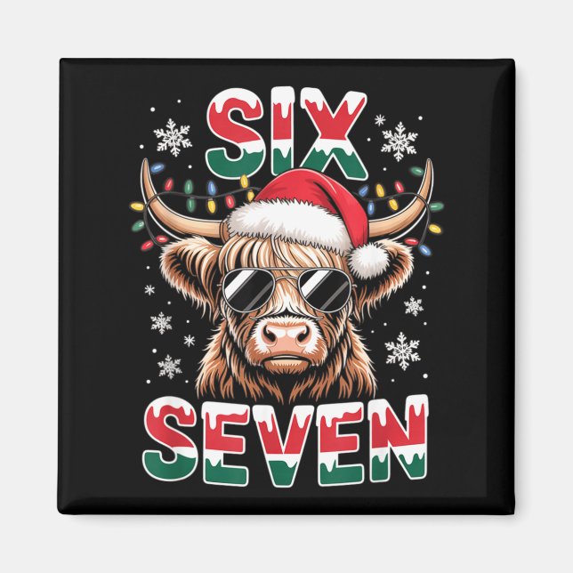 Imã Funny Six Seven Highland Cow Christmas 67 Cool Xma (Frente)