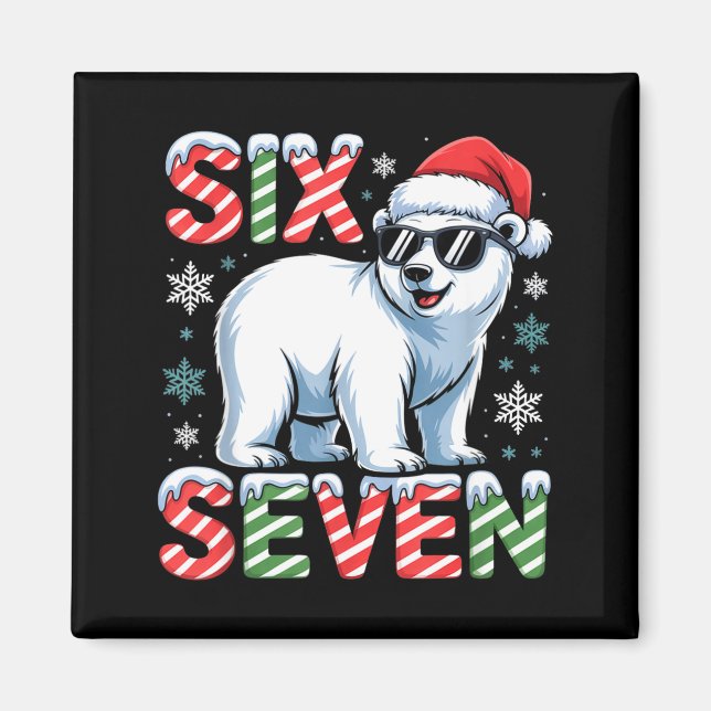 Imã Funny Six Seven Lar Bear Christmas 67 Santa Hat Wi (Frente)