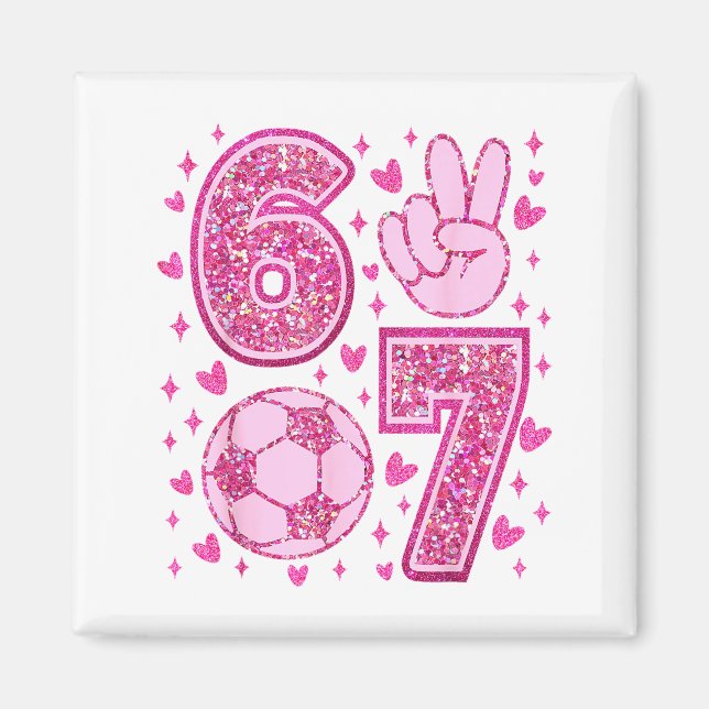 Imã Funny Six Seven Soccer Valentines Day Men Women Ki (Frente)