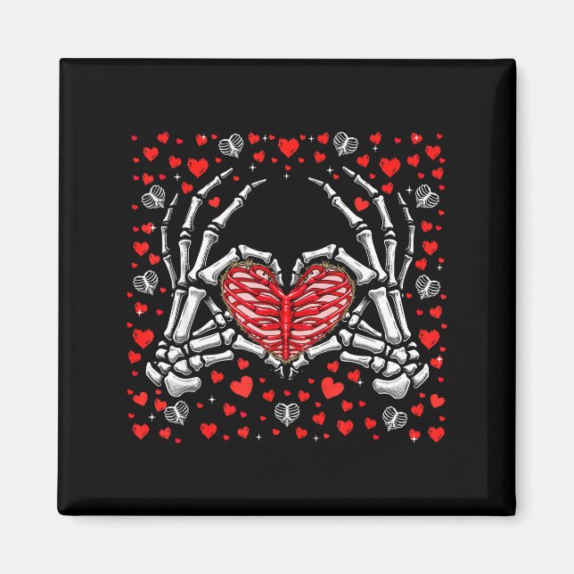 Imã Funny Skeleton Hand Heart Valentines Day Bones Lov (Frente)