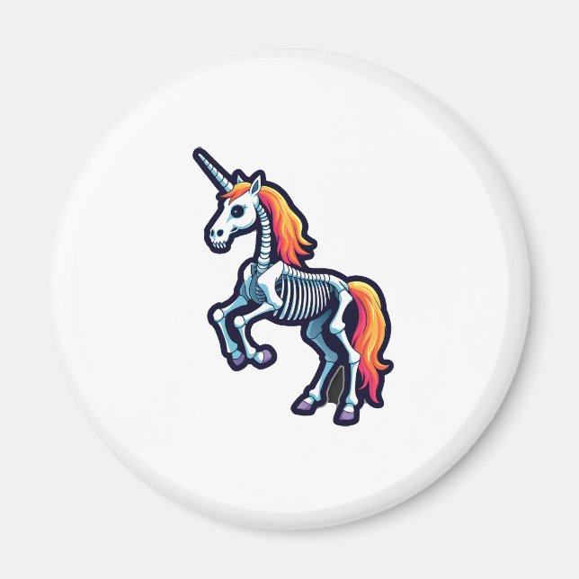 Imã Funny Skeleton Unicorn Lovers Spooky Halloween Cos (Frente)