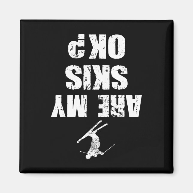 Imã Funny Ski Tee Distressed Skiing Winter Sports Ski  (Frente)