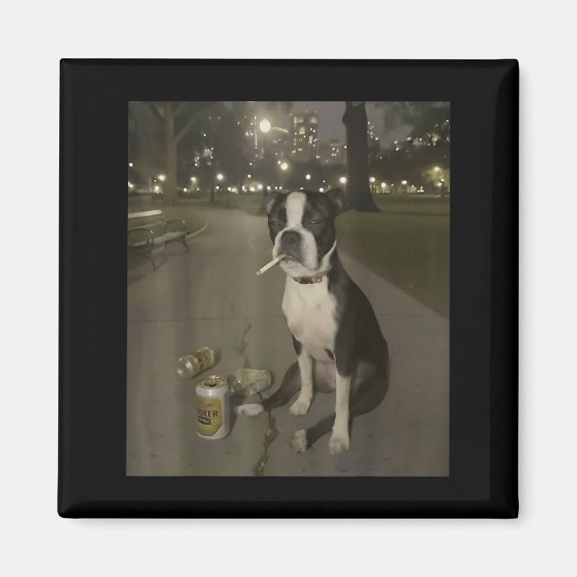 Imã Funny Smoking Dog Meme Cigarette Gen Z Meme Dog Lo (Frente)