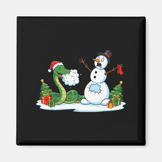 Imã Funny Snake Snowman Christmas Tree Xmas Womens Men (Frente)