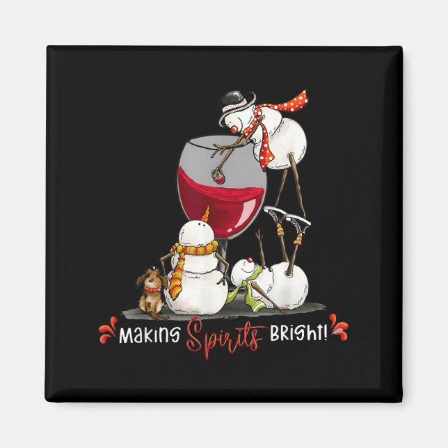 Imã Funny Snowman Wine Christmas Holiday  (Frente)