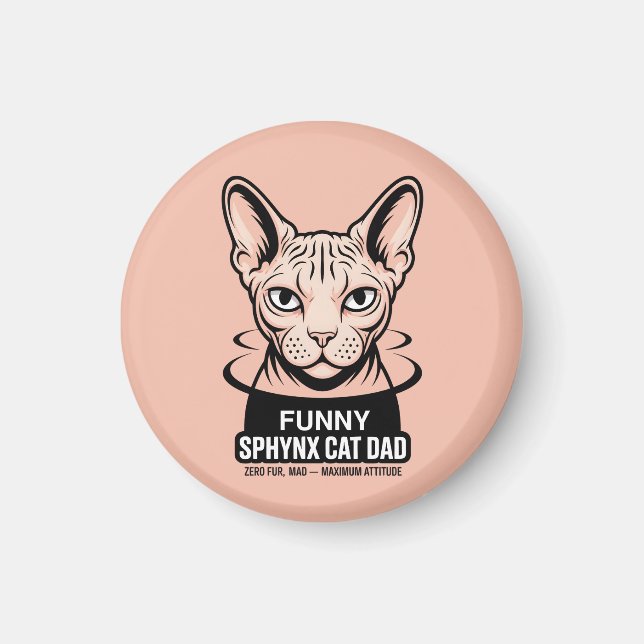 Imã Funny Sphynx Cat Dad Vector Art (Frente)