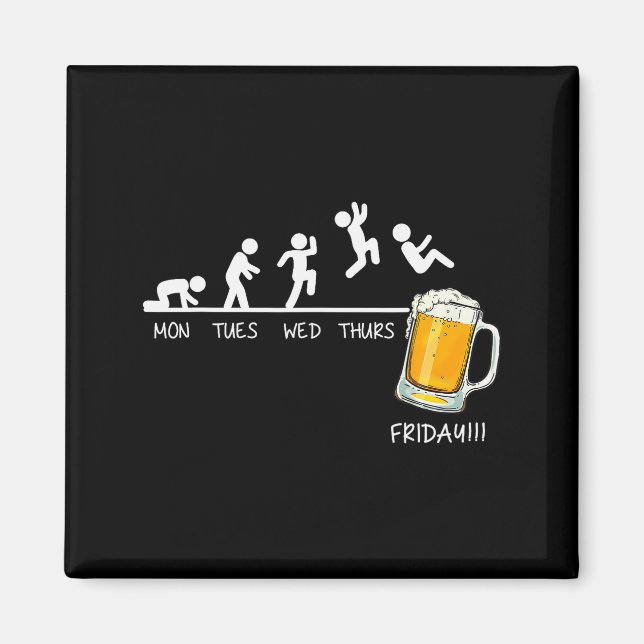 Imã Funny Stickman Jumping Beer Days Of Week Friday Dr (Frente)