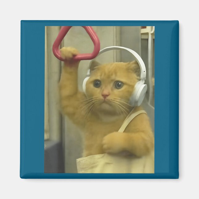 Imã Funny Subway Cat Meme Stud Brainrot Cats Humor Kit (Frente)