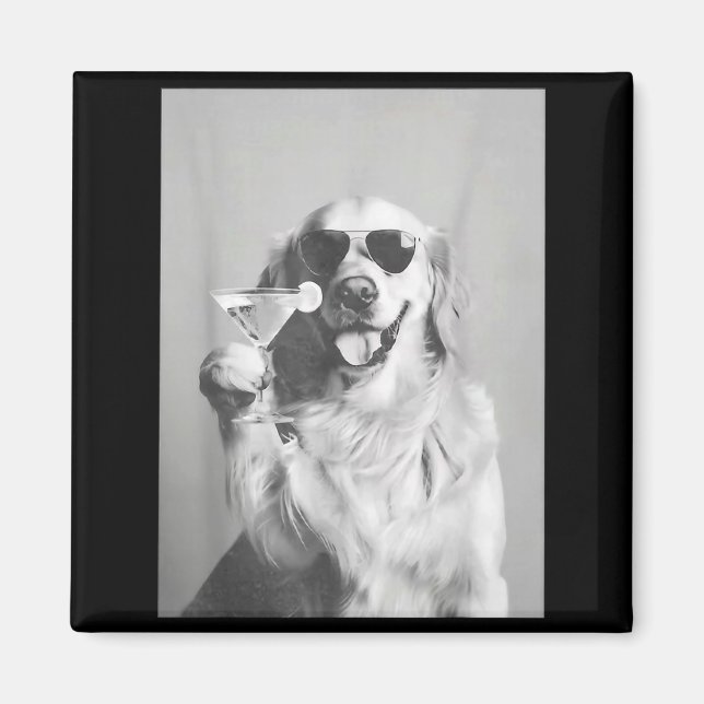 Imã Funny Tail Dog Golden Retriever With Sungles Marti (Frente)