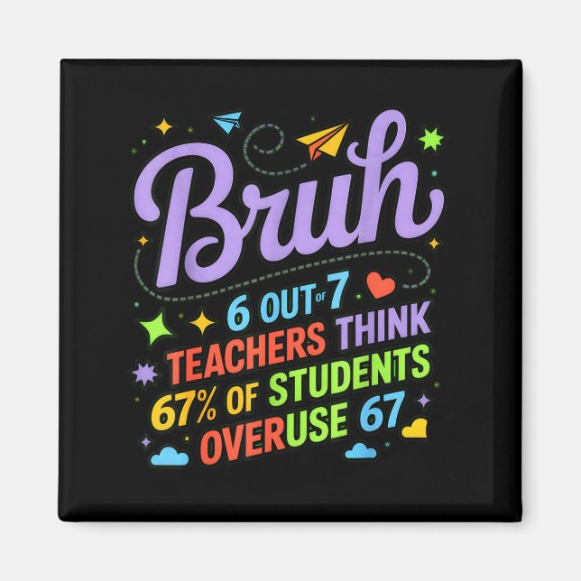 Imã Funny Teacher Quote Bruh 6 Out Of 7 Teachers Think (Frente)