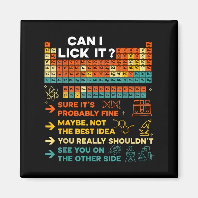 Imã Funny Teacher Student Science Can I Lick It Period (Frente)