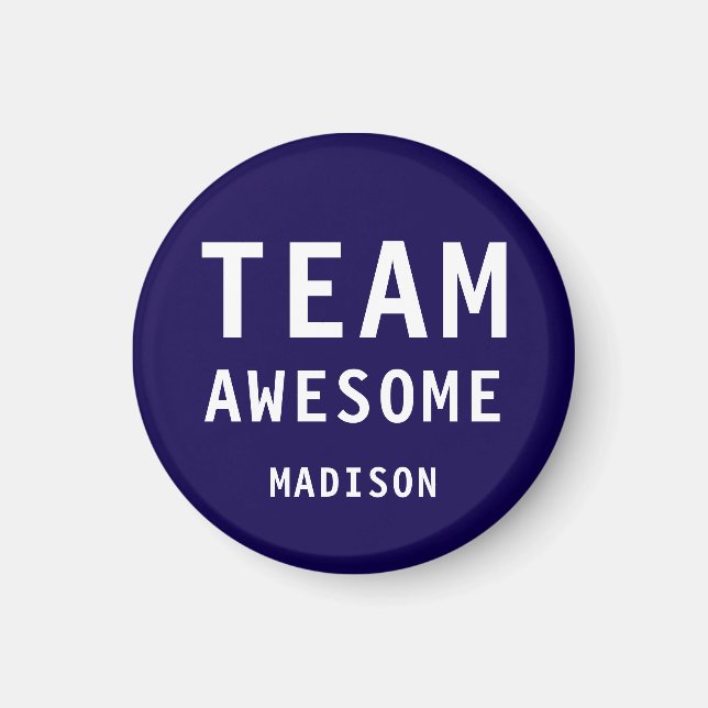 Imã Funny Team Awesome Dark Blue Personalized Name (Frente)