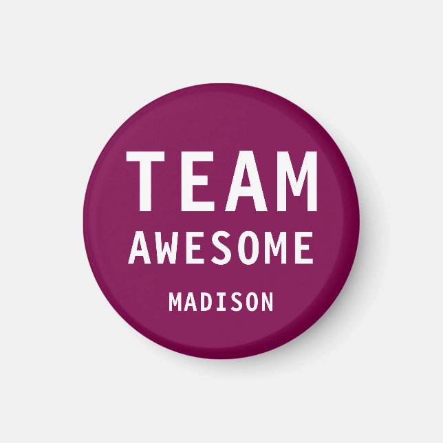 Imã Funny Team Awesome Wine Red Personalized Name (Frente)