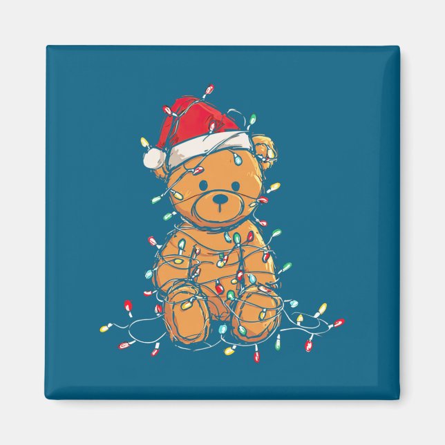 Imã Funny Teddy Bear Christmas Graphics Lights Lover L (Frente)