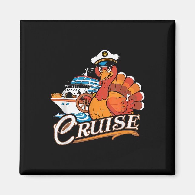Imã Funny Thanksgiving Cruise Turkey Boat Vacation Tri (Frente)