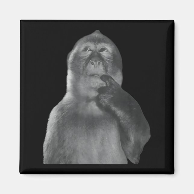 Imã Funny Thinking Monkey Meme Curious Ape Brainrot  (Frente)