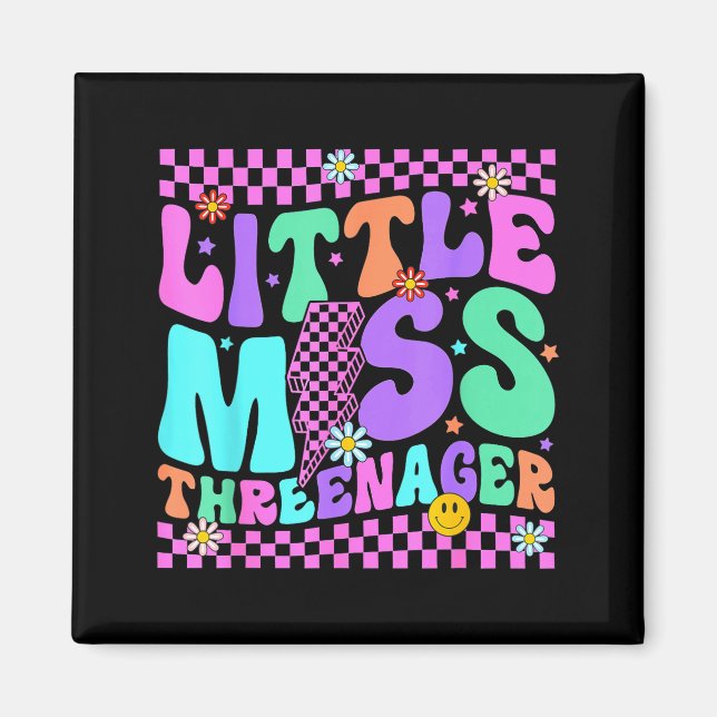 Imã Funny Threenager Happy 3rd Bday Party 3 Years Old  (Frente)