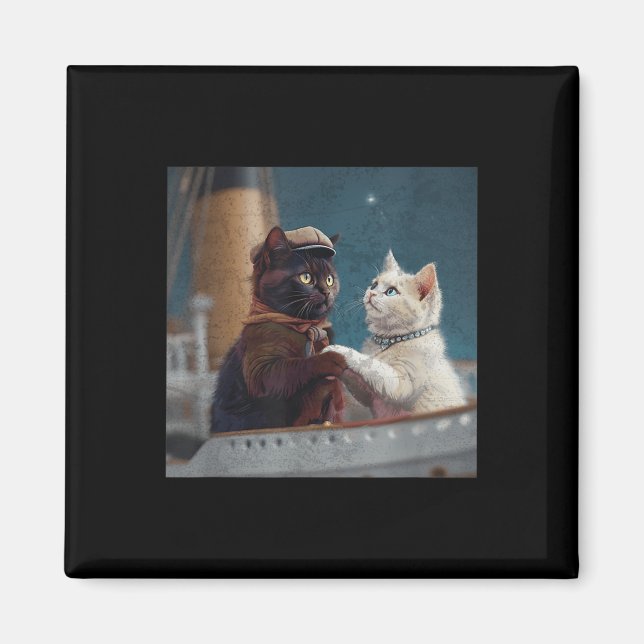Imã Funny Titanic Movie Cat Meme Rms Cruise Ship Men W (Frente)