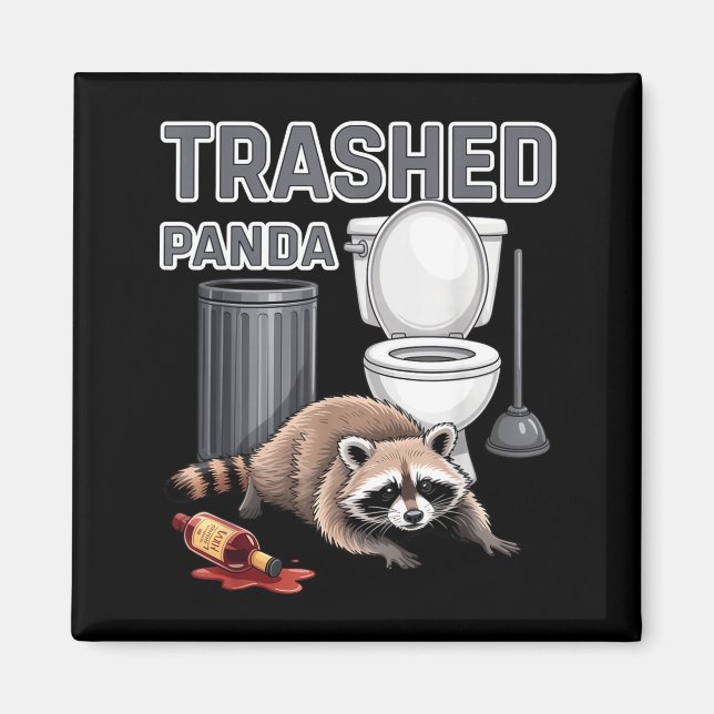 Imã Funny Trashed Panda Raccoon Gets Drunk  (Frente)