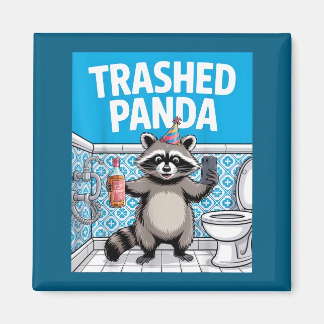 Imã Funny Trashed Panda Raccoon Gets Drunk 1ff512797a7 (Frente)