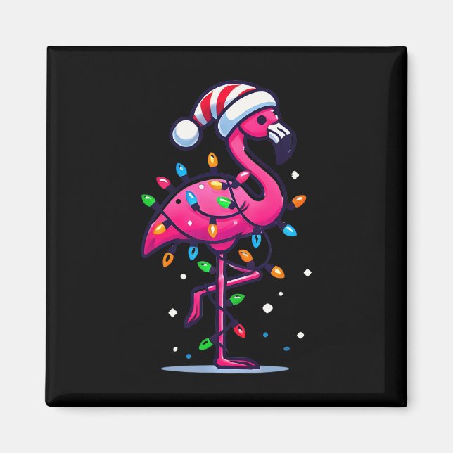 Imã Funny Tropical Flamingo Rosa Natal Em Julho Havaí (Frente)