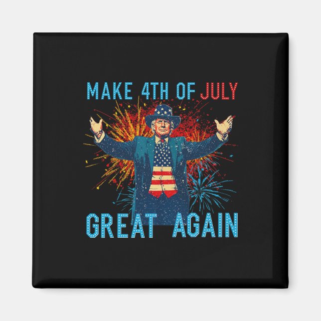 Imã Funny Trump Make 4th Of July Great Again Firework  (Frente)