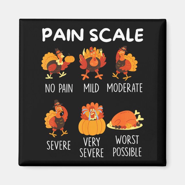 Imã Funny Turkey Pain Scale Thanksgiving Cna Er Nurse  (Frente)