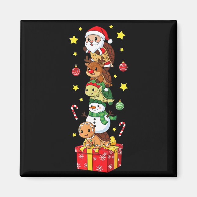 Imã Funny Turtle Santa Elf Snowman Christmas Boys Girl (Frente)