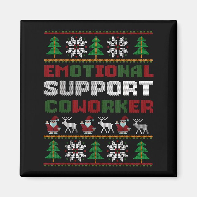 Imã Funny Ugly Christmas Sweater Emotional Suprt Cowor (Frente)