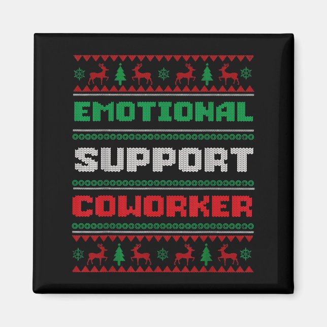 Imã Funny Ugly Christmas Sweater Emotional Suprt Cowor (Frente)